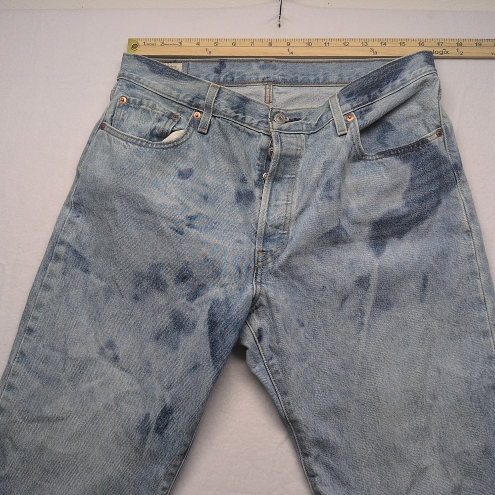 Levi Strauss 501 90's Jeans Mens Light Wash Straight Button Fly Premium Denim